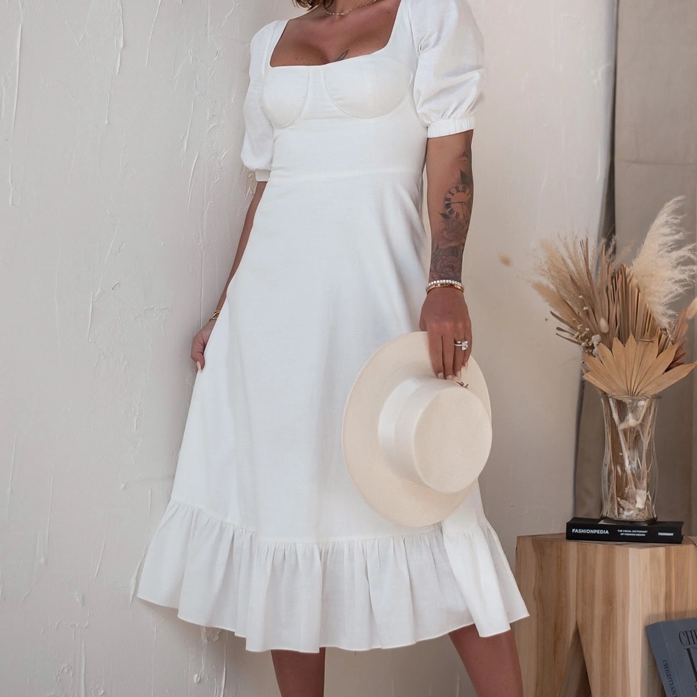 Byegreis Twila Dress- white midi